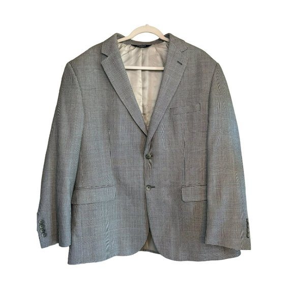 JOS A BANKS Men’s 2 Button Silk Wool Houndstooth Gray Suit Jacket Blazer SZ 46R - Picture 2 of 8